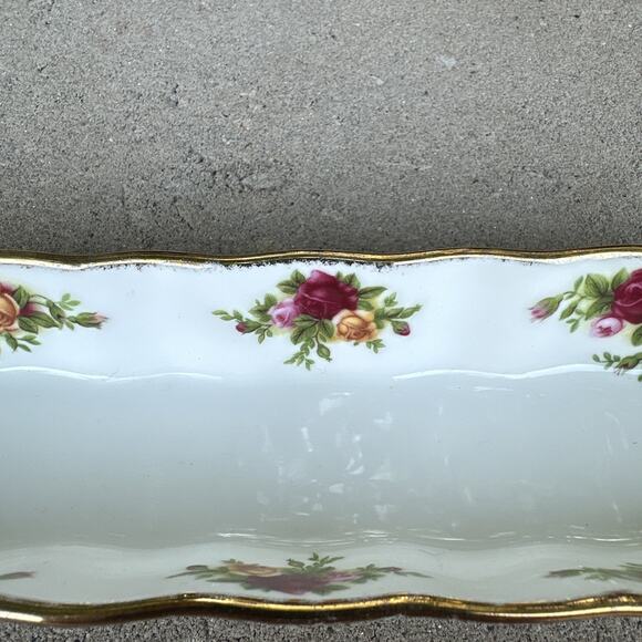 Mid-Century Modern Royal Albert Bone China mint tray OLD COUNTRY ROSES c.1962+ - Picture 2 of 3